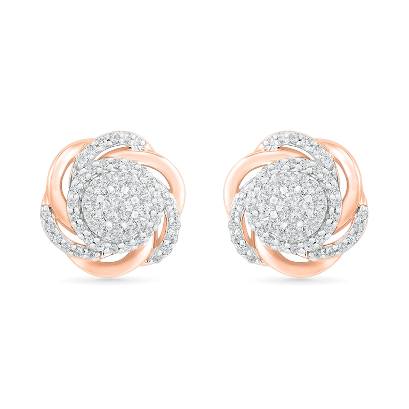 0.45 CT. T.W. Composite Diamond Love Knot Stud Earrings in 10K Rose Gold