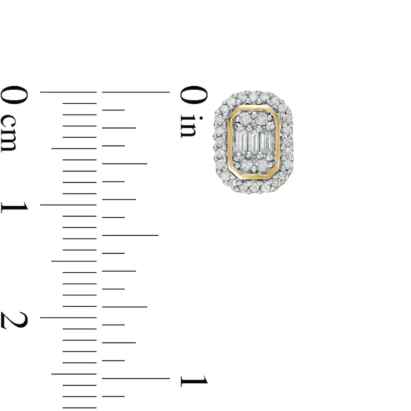 Main Image 3 of 0.29 CT. T.W. Composite Diamond Elongated Octagon Frame Stud Earrings in 10K Gold