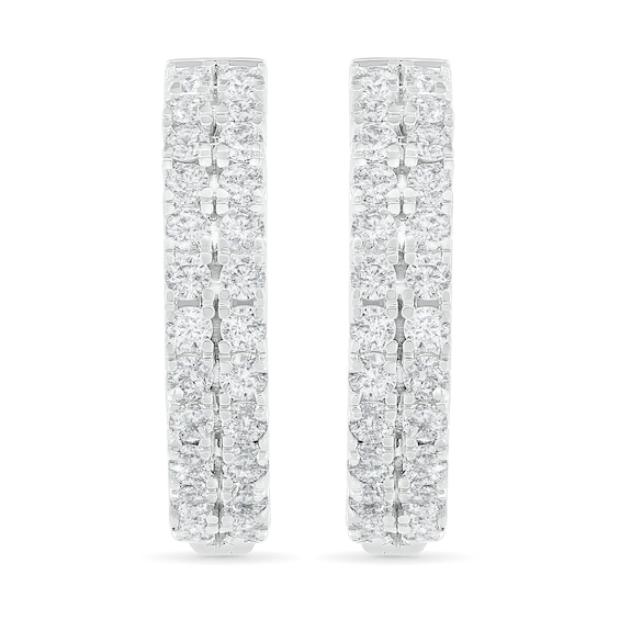 CT. T.W. Diamond Double Row Hoop Earrings in 10K Gold