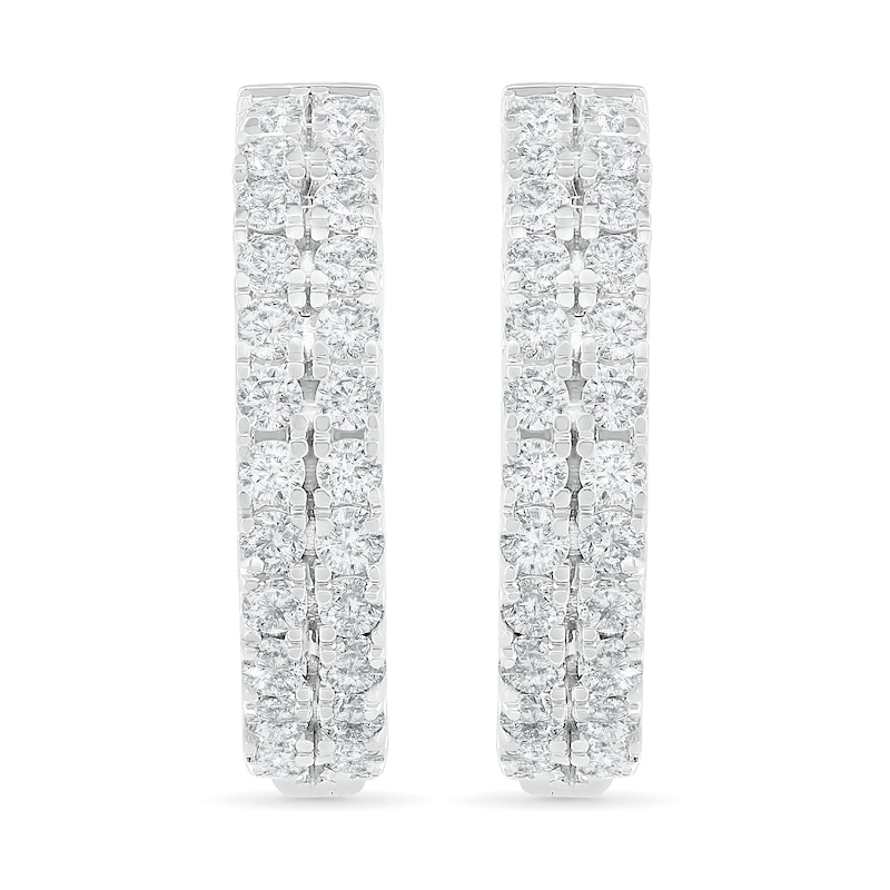 CT. T.W. Diamond Double Row Hoop Earrings in 10K Gold|Peoples Jewellers