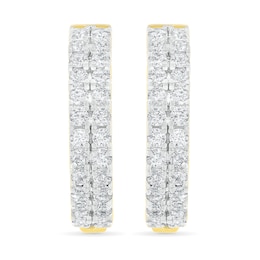 0.45 CT. T.W. Diamond Double Row Hoop Earrings in 10K Gold