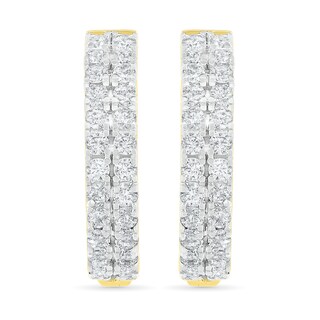 CT. T.W. Diamond Double Row Hoop Earrings in 10K Gold