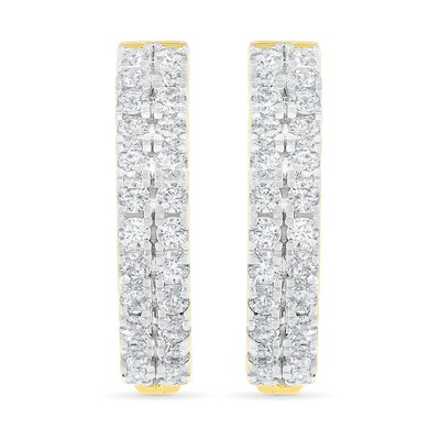 CT. T.W. Diamond Double Row Hoop Earrings in 10K Gold