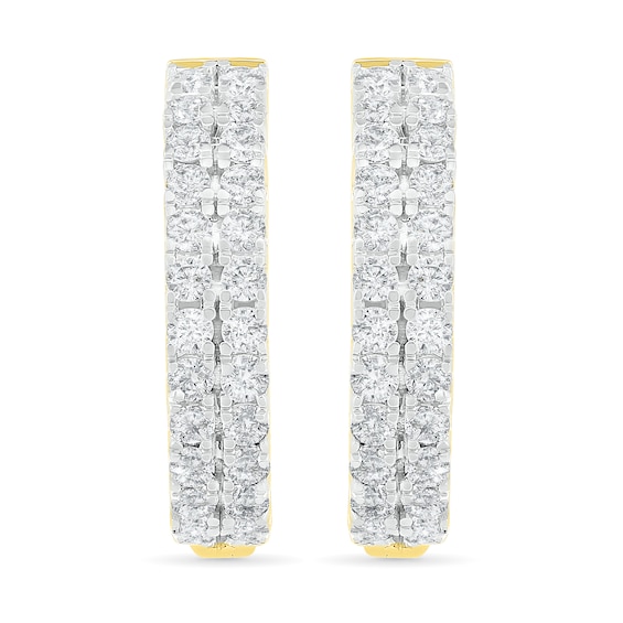 CT. T.W. Diamond Double Row Hoop Earrings in 10K Gold