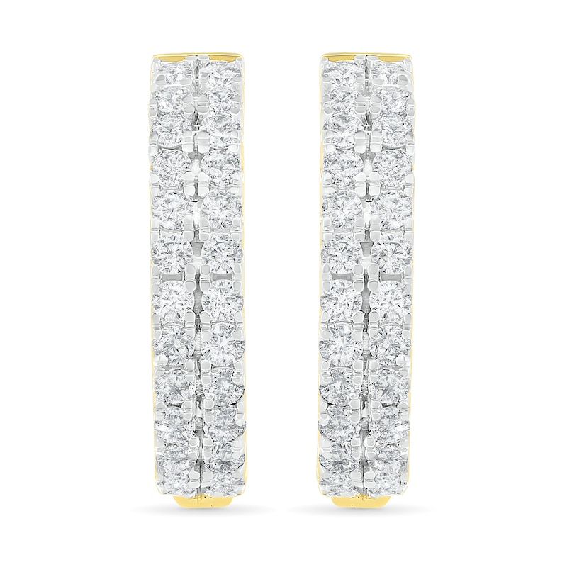 CT. T.W. Diamond Double Row Hoop Earrings in 10K Gold
