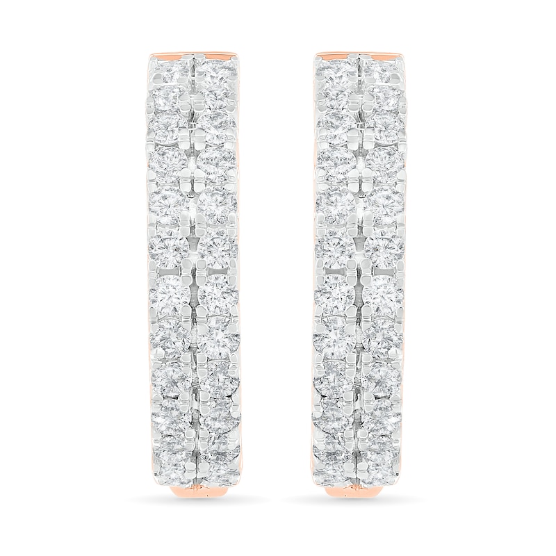 CT. T.W. Diamond Double Row Hoop Earrings in 10K Rose Gold|Peoples Jewellers