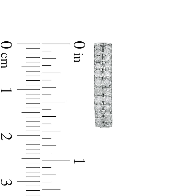 Main Image 3 of 0.95 CT. T.W. Diamond Double Row Hoop Earrings in 10K White Gold