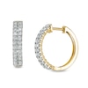 Thumbnail Image 1 of 0.95 CT. T.W. Diamond Double Row Hoop Earrings in 10K Gold