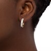Thumbnail Image 2 of 0.95 CT. T.W. Diamond Double Row Hoop Earrings in 10K Gold