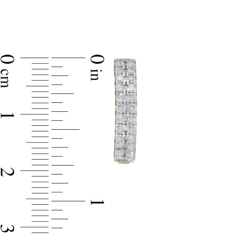 Main Image 3 of 0.95 CT. T.W. Diamond Double Row Hoop Earrings in 10K Gold