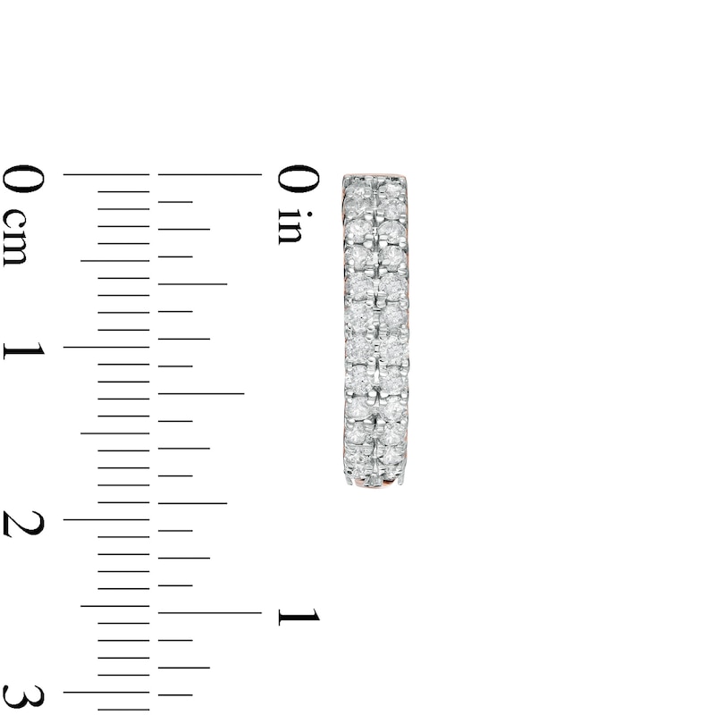 0.95 CT. T.W. Diamond Double Row Hoop Earrings in 10K Rose Gold