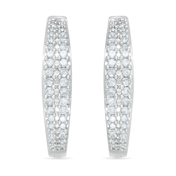 0.45 CT. T.W. Diamond Double Row Hoop Earrings in 10K Gold