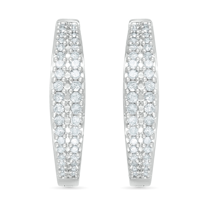 0.45 CT. T.W. Diamond Double Row Hoop Earrings in 10K Gold|Peoples Jewellers