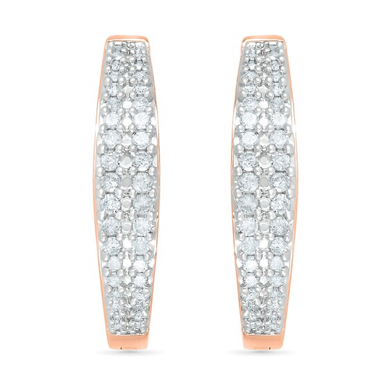 0.45 CT. T.W. Diamond Double Row Hoop Earrings in 10K Rose Gold