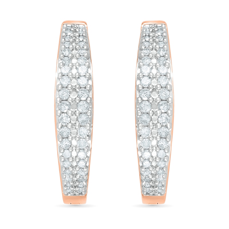 0.45 CT. T.W. Diamond Double Row Hoop Earrings in 10K Rose Gold