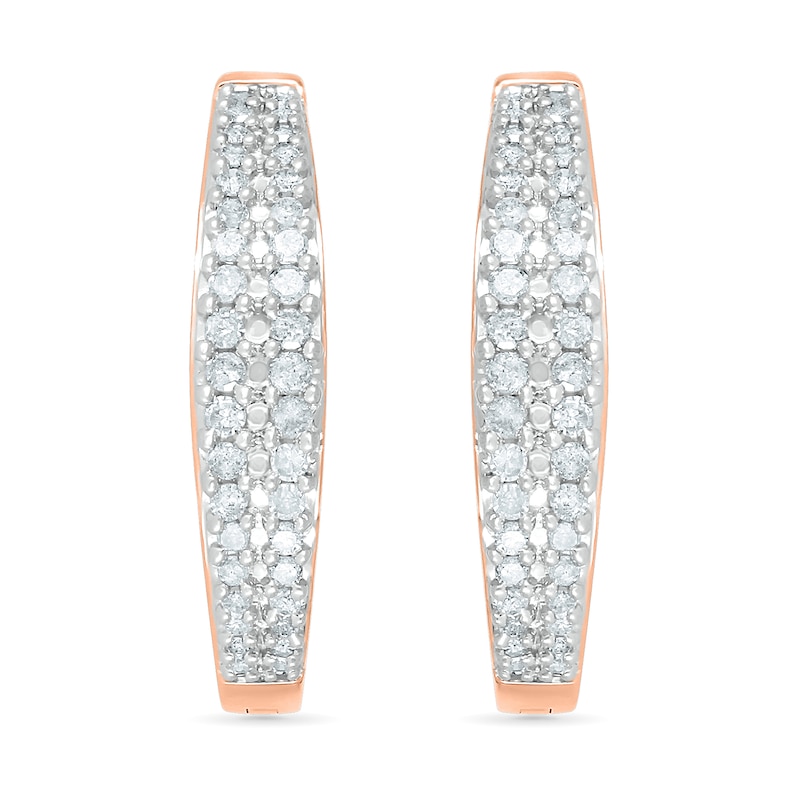 0.45 CT. T.W. Diamond Double Row Hoop Earrings in 10K Rose Gold|Peoples Jewellers