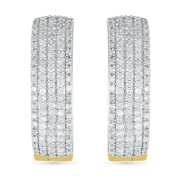 0.95 CT. T.W.. Diamond Multi-Row Hoop Earrings in 10K Gold
