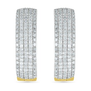 0.95 CT. T.W.. Diamond Multi-Row Hoop Earrings in 10K Gold