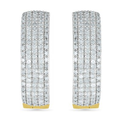 0.95 CT. T.W.. Diamond Multi-Row Hoop Earrings in 10K Gold
