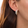 Thumbnail Image 2 of 0.95 CT. T.W. Diamond Graduated Split Triple Row Hoop Earrings in 10K Gold