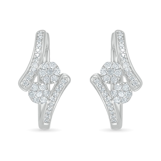 0.23 CT. T.W. Composite Diamond Duo Bypass Hoop Earrings in 10K White Gold