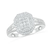 Thumbnail Image 1 of 0.45 CT. T.W. Composite Diamond Double Octagonal Frame Split Shank Ring in 10K White Gold