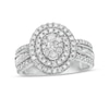 Thumbnail Image 0 of 0.95 CT. T.W. Composite Oval Diamond Double Frame Ring in 10K White Gold