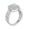 Thumbnail Image 2 of 0.95 CT. T.W. Composite Oval Diamond Double Frame Ring in 10K White Gold