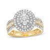 Thumbnail Image 0 of 0.95 CT. T.W. Composite Oval Diamond Double Frame Ring in 10K Gold