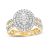 Thumbnail Image 0 of 0.95 CT. T.W. Composite Oval Diamond Double Frame Ring in 10K Gold