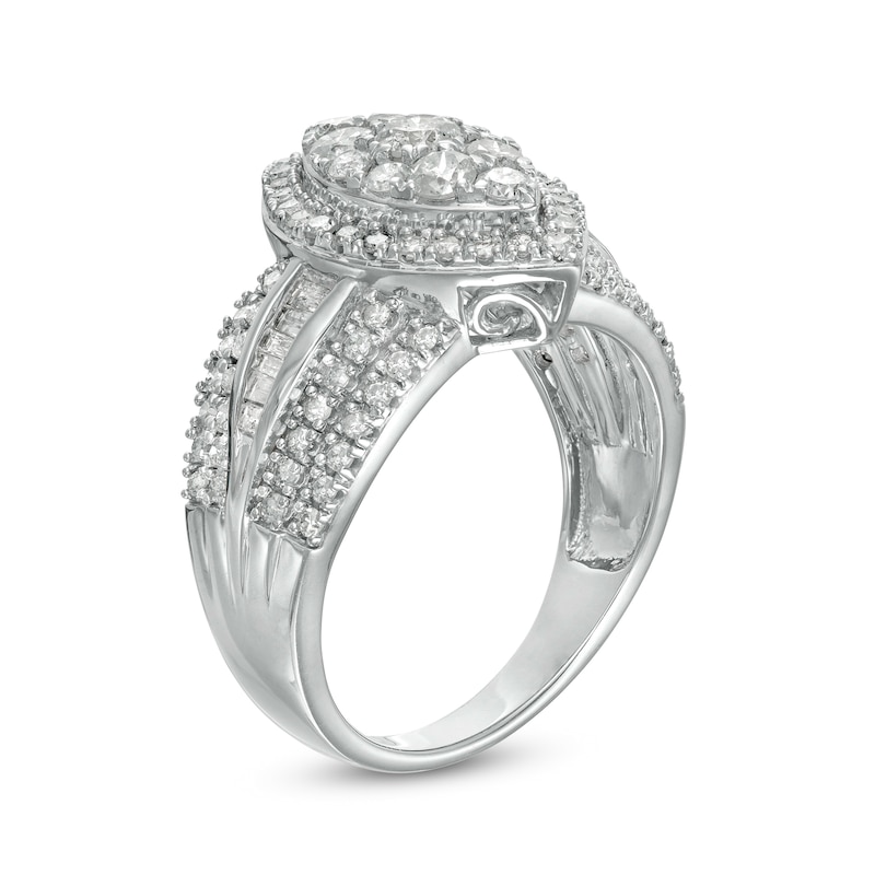 1.45 CT. T.W. Composite Marquise Diamond Frame Ring in 10K White Gold