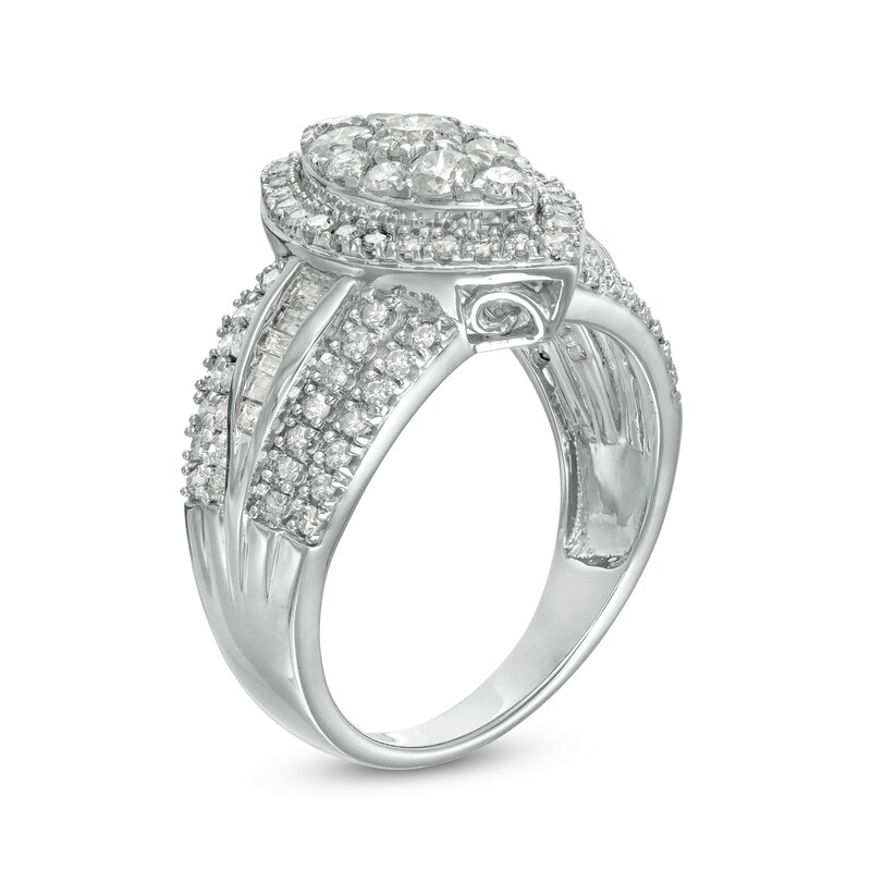 1.45 CT. T.W. Composite Marquise Diamond Frame Ring in 10K White Gold