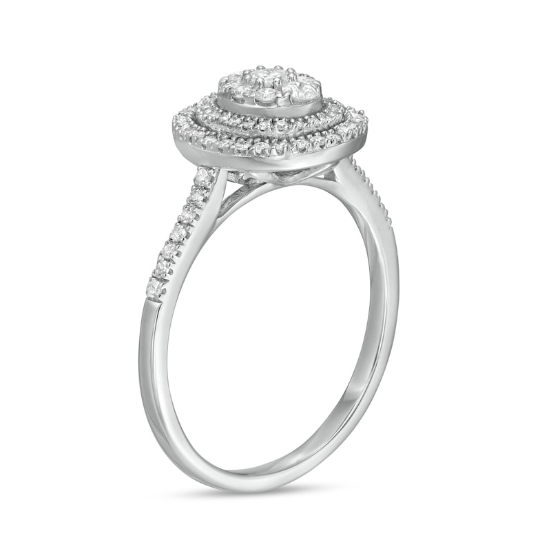 0.45 CT. T.W. Composite Oval Diamond Double Frame Ring in 10K White Gold