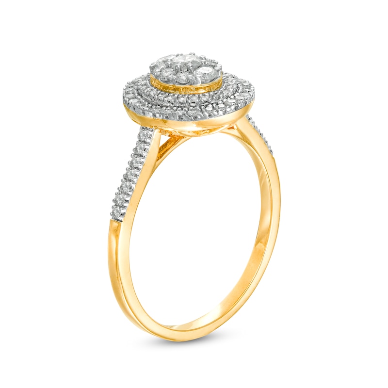 Main Image 3 of 0.45 CT. T.W. Composite Oval Diamond Double Frame Ring in 10K Gold