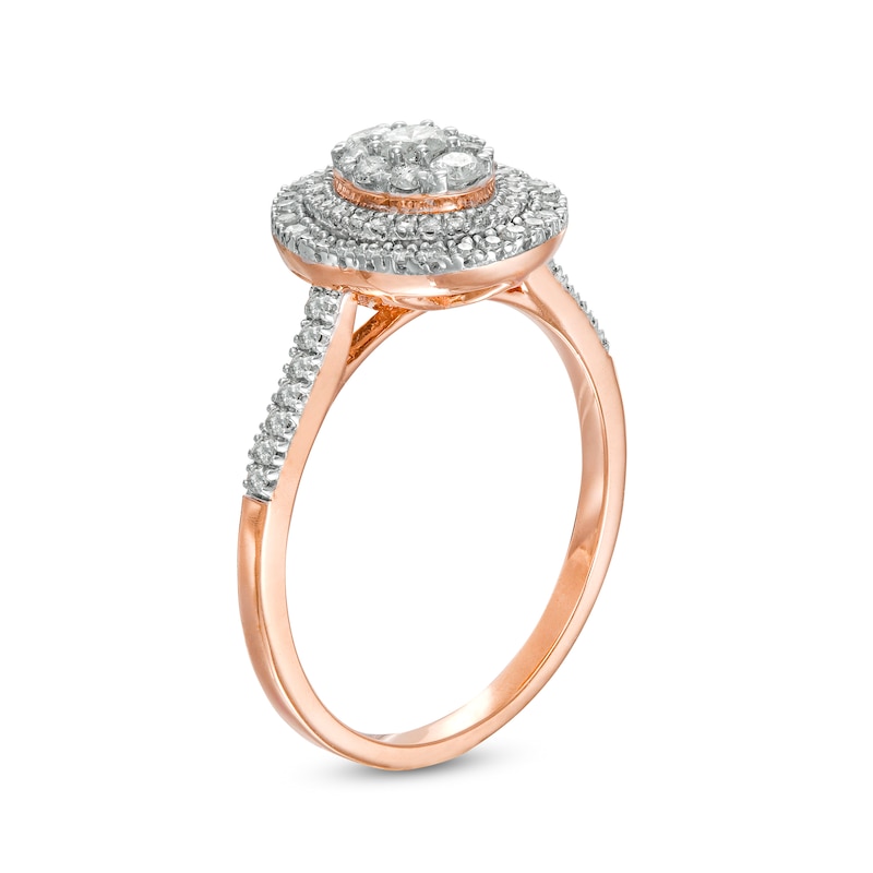 0.45 CT. T.W. Composite Oval Diamond Double Frame Ring in 10K Rose Gold