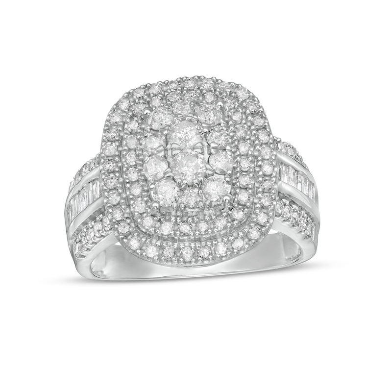 1.45 CT. T.W. Composite Diamond Double Cushion-Shaped Frame Ring in 10K White Gold