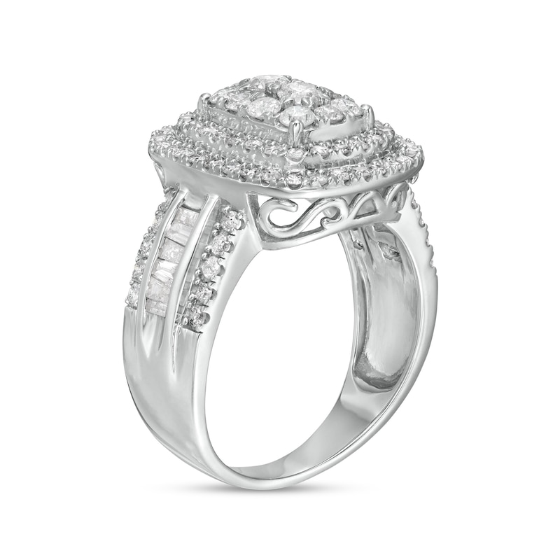 1.45 CT. T.W. Composite Diamond Double Cushion-Shaped Frame Ring in 10K White Gold