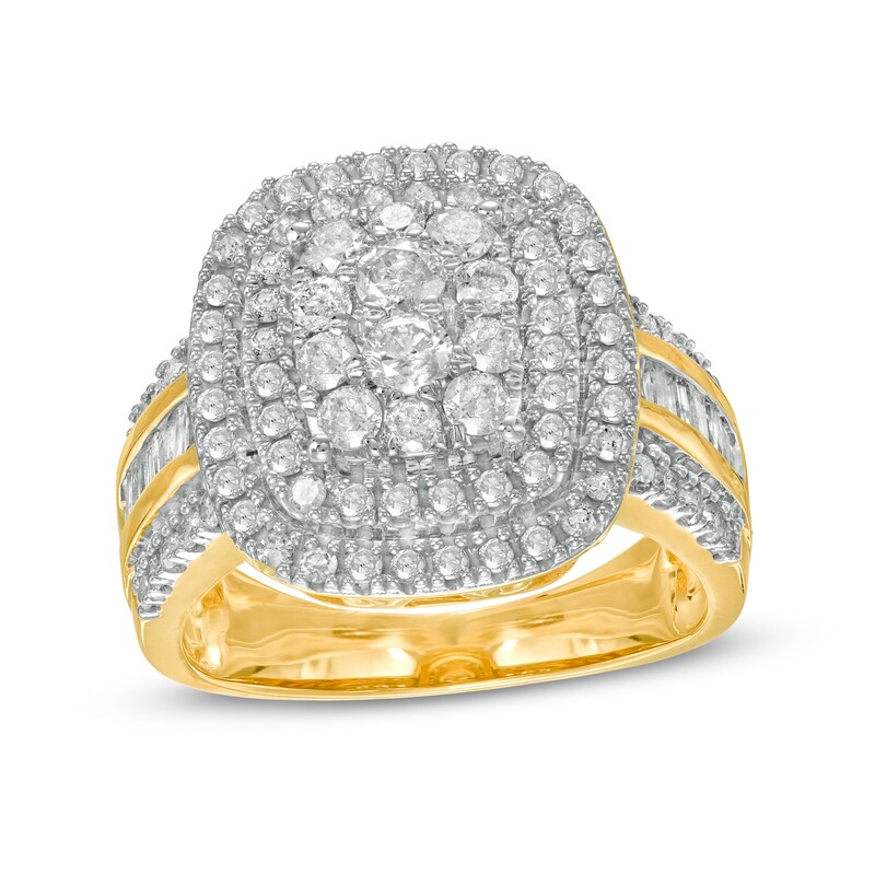 Main Image 1 of 1.45 CT. T.W. Composite Diamond Double Cushion-Shaped Frame Ring in 10K Gold