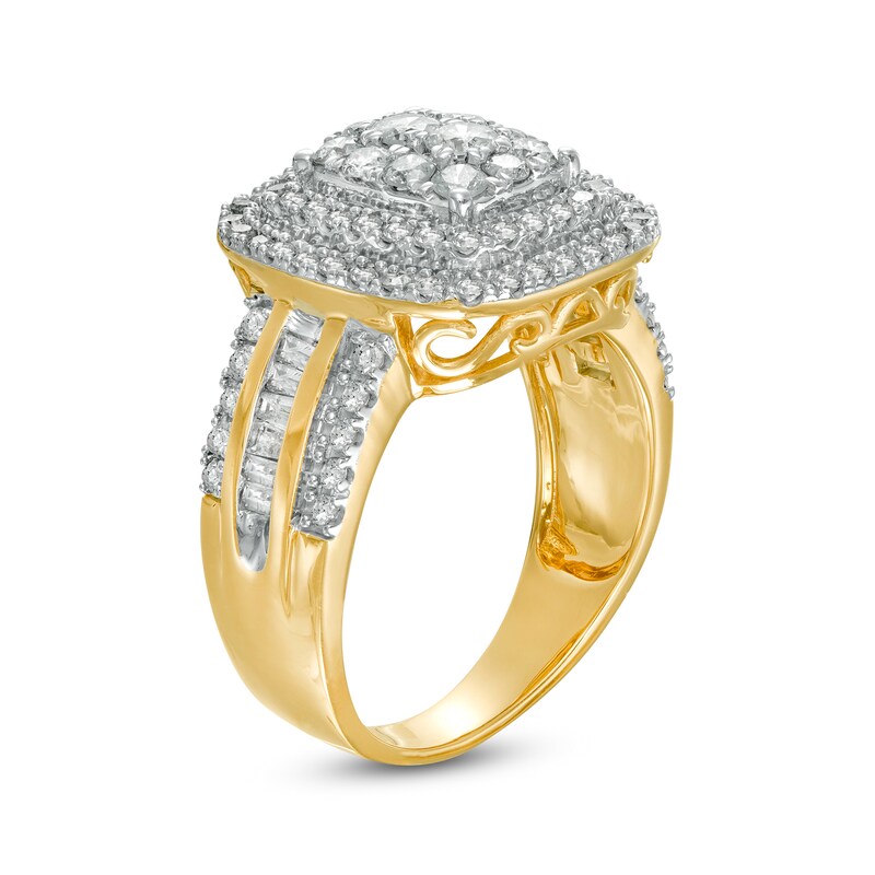 Main Image 3 of 1.45 CT. T.W. Composite Diamond Double Cushion-Shaped Frame Ring in 10K Gold