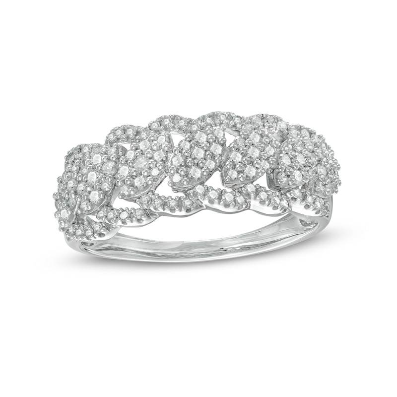 0.45 CT. T.W. Composite Diamond Scallop Edge Ring in 10K White Gold