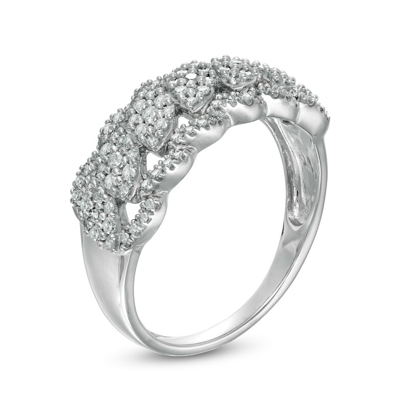 0.45 CT. T.W. Composite Diamond Scallop Edge Ring in 10K White Gold