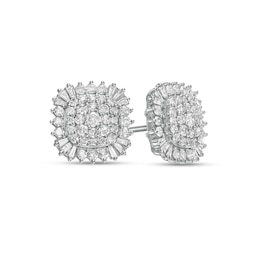 1.00 CT. T.W. Composite Cushion-Shaped Diamond Frame Stud Earrings in 10K White Gold