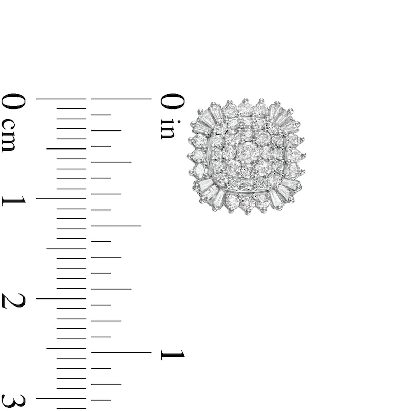 Main Image 3 of 1.00 CT. T.W. Composite Cushion-Shaped Diamond Frame Stud Earrings in 10K White Gold