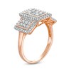 Thumbnail Image 3 of 0.69 CT. T.W. Composite Diamond Rectangular Frame Trio Ring in 10K Rose Gold