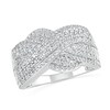 Thumbnail Image 0 of 0.95 CT. T.W. Diamond Twist Shank Crossover Ring in 10K White Gold