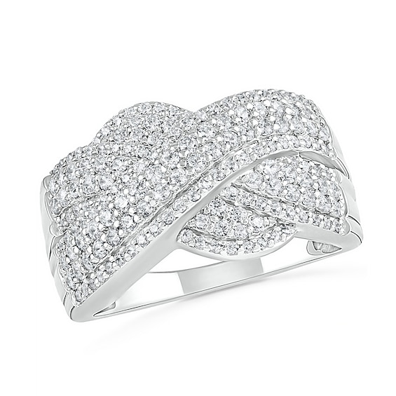 0.95 CT. T.W. Diamond Twist Shank Crossover Ring in 10K Gold