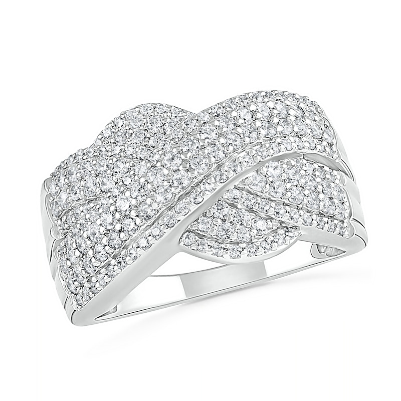 0.95 CT. T.W. Diamond Twist Shank Crossover Ring in 10K Gold|Peoples Jewellers