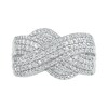 Thumbnail Image 1 of 0.95 CT. T.W. Diamond Twist Shank Crossover Ring in 10K White Gold