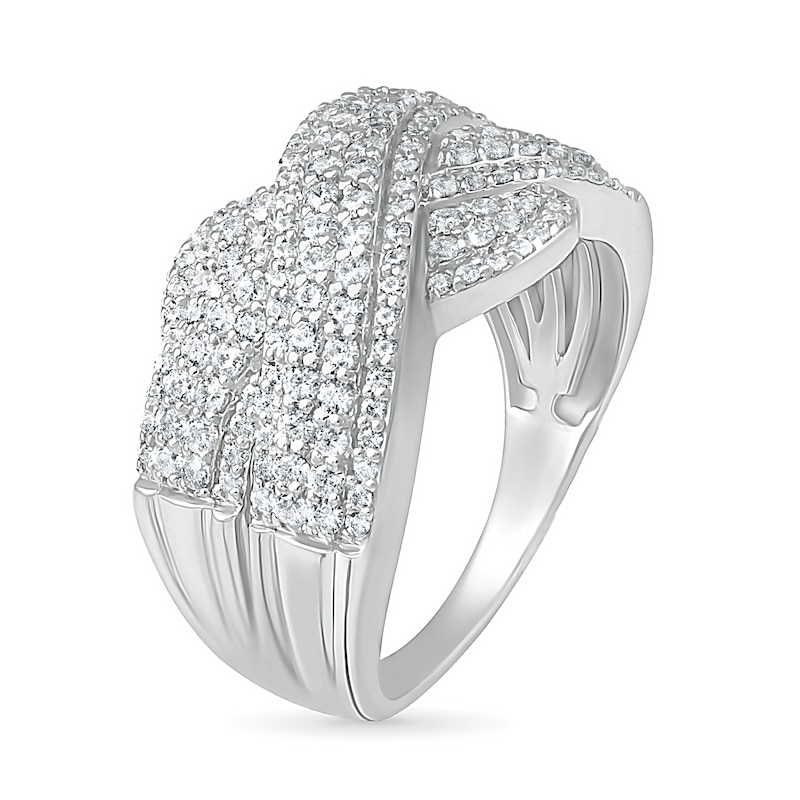 0.95 CT. T.W. Diamond Twist Shank Crossover Ring in 10K White Gold