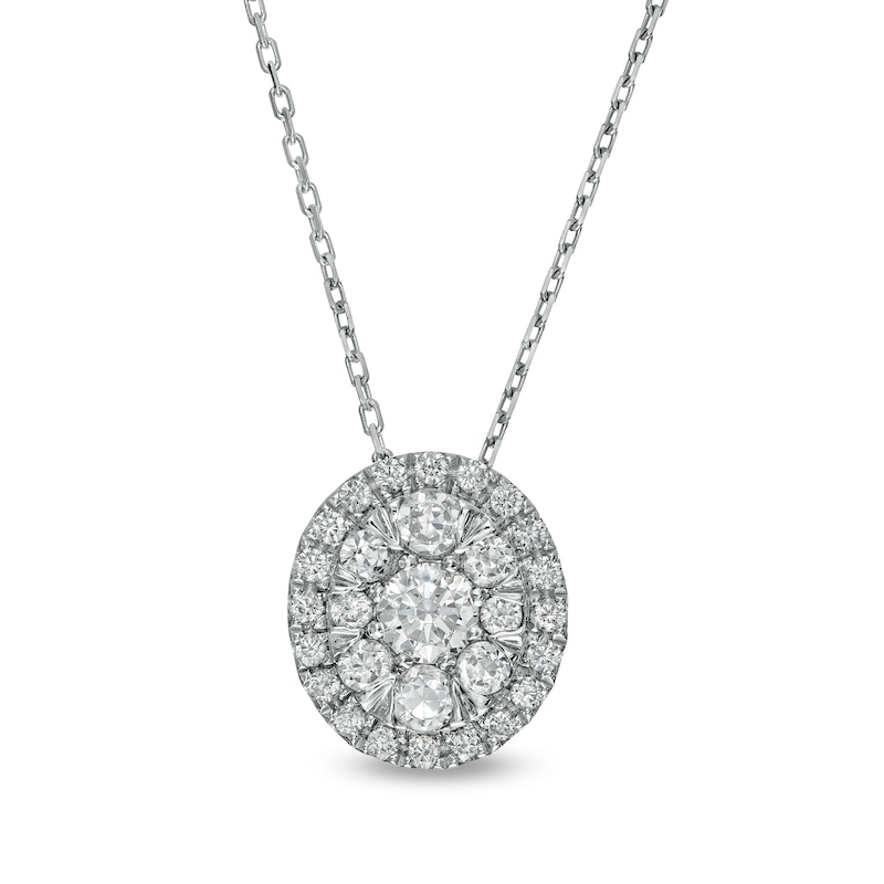 0.50 CT. T.W. Composite Oval Diamond Frame Pendant in 10K White Gold|Peoples Jewellers